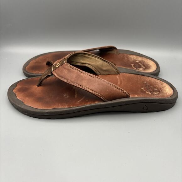 OLUKAI OHANA Men’s Casual Shoes Size 11 Color BROWN 10124 Leather - Picture 2 of 6